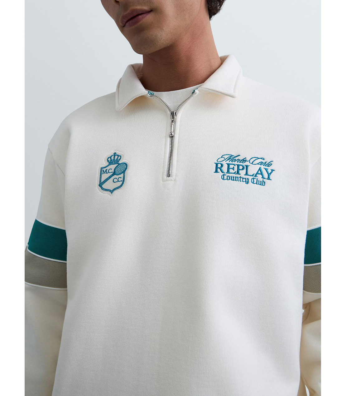 REPLAY &times; Monte Carlo Country Club ハーフジップ スウェットシャツ 詳細画像 ホワイト 6